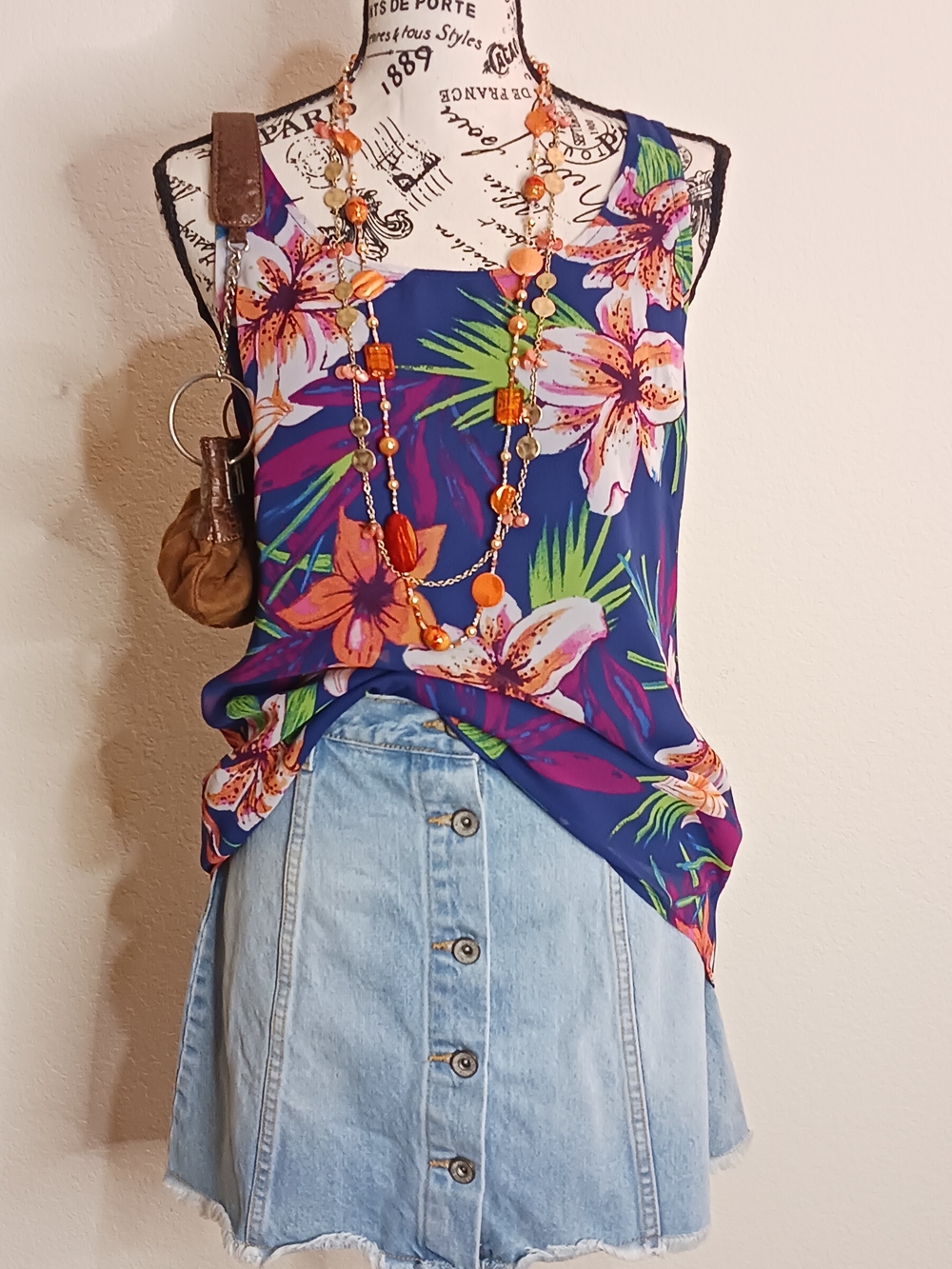 3/$20 💰 Old Navy Floral Tank Top Twist Knot Beach S Athleisure Resort Travel S